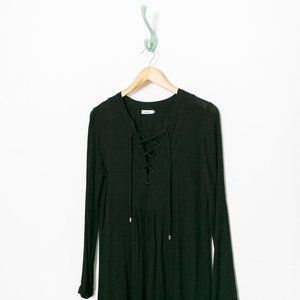 ONLY front lace long sleeve loose fit tunic • black • size 34